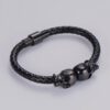 pulsera negra estilo dos craneos marca calak cl sico 142208 NEGRO 1