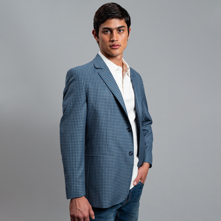 saco azul estructura labrada marca business casual cl sico 160215 AZUL 1
