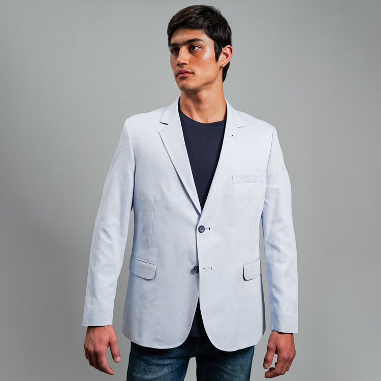 saco azul estructura labrada marca business casual slim 160236 AZUL 1