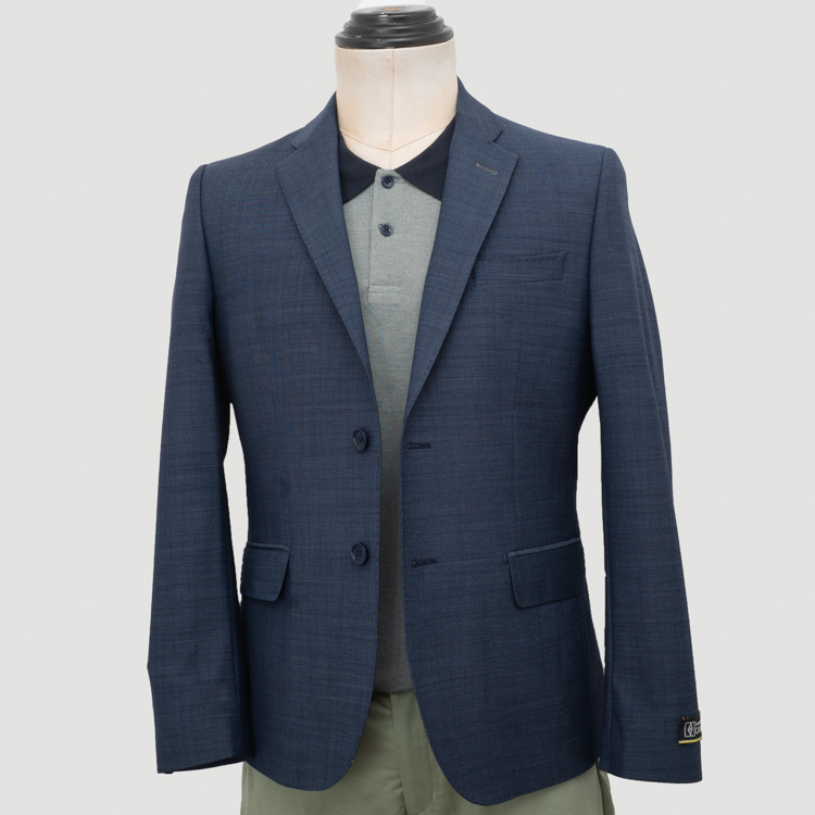 saco azul estructura labrada marca business casual slim 162098 AZUL 1
