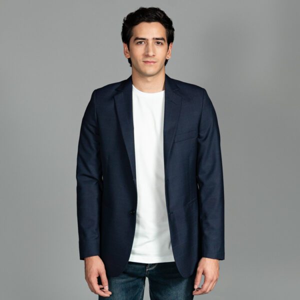 saco azul estructura labrada marca smart slim 156387 AZUL 1