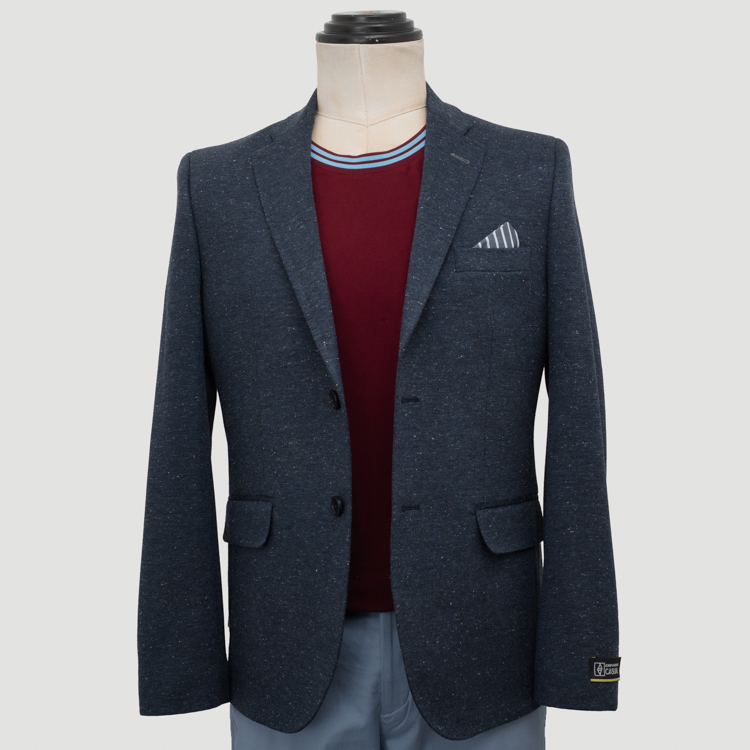 saco azul marino estructura labrada marca business casual slim 162088 AZUL MA 1