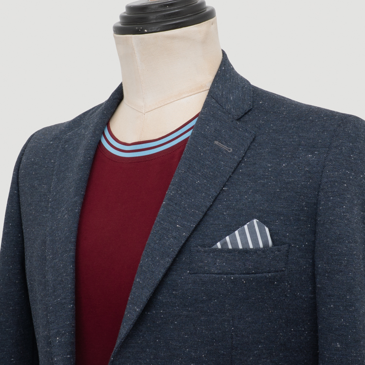 saco azul marino estructura labrada marca business casual slim 162088 AZUL MA 2