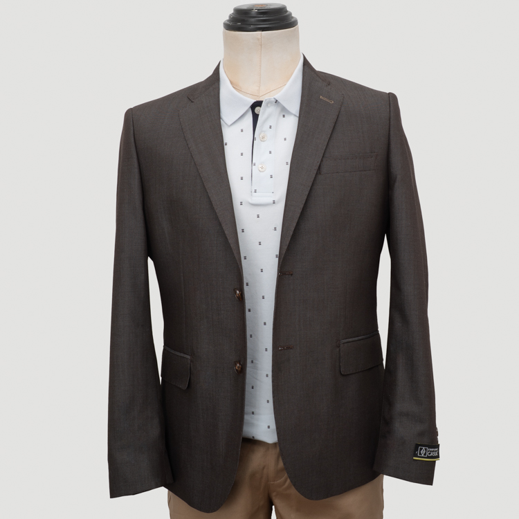 saco cafe estructura labrada marca business casual slim 162108 CAFE 1