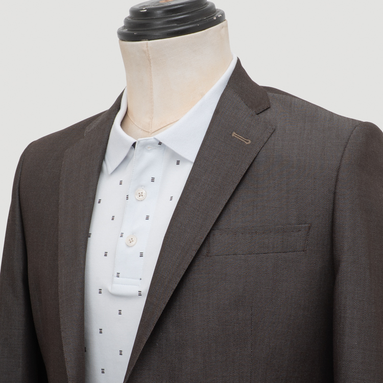 saco cafe estructura labrada marca business casual slim 162108 CAFE 2