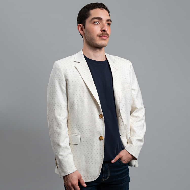 saco crema estructura labrada marca business casual slim 160224 CREMA 1
