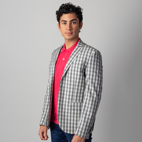 saco gris estructura cuadros marca business casual slim 141526 BEIGE 1