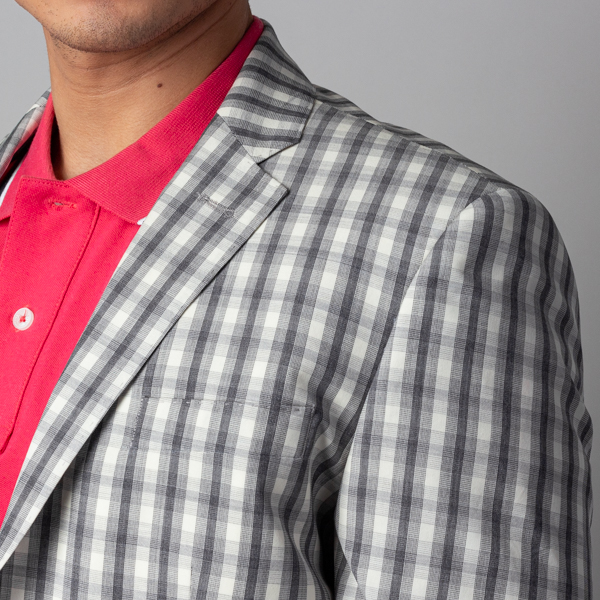 saco gris estructura cuadros marca business casual slim 141526 BEIGE 2