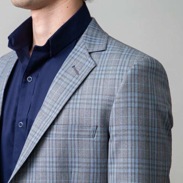 saco gris estructura cuadros marca business casual slim 147854 GRIS 2
