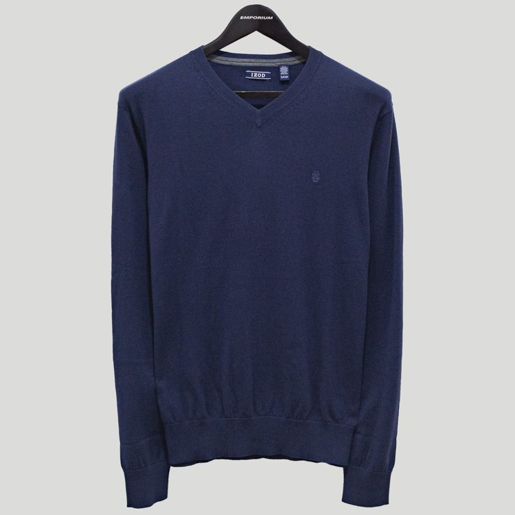 Suéter azul diseño cuello V marca Izod slim | 134936