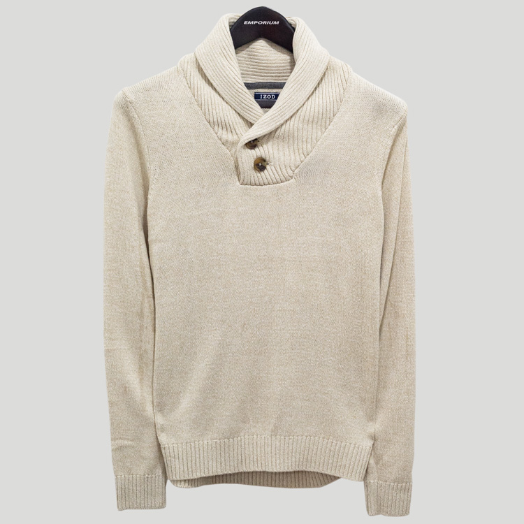 Suéter beige diseño cuello tortuga marca Izod slim | 134904