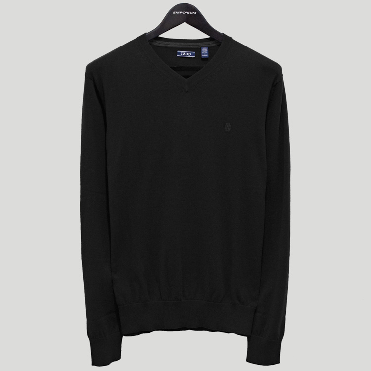 Suéter negro diseño cuello V marca Izod slim | 134940