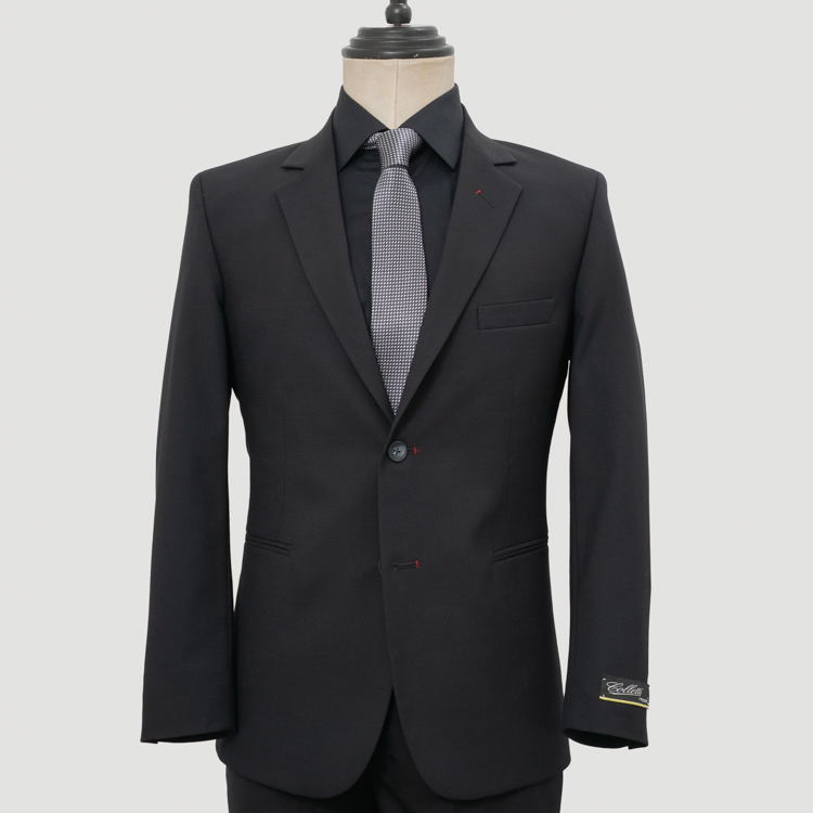 traje negro estructura labrada marca colletti slim 163151 374101 1